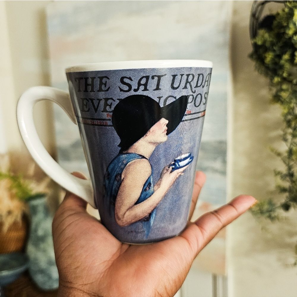 VTG The Saturday Evening Post Vogue Lady In the Wide Brim Hat Taper Style Coffee - Picture 9 of 15